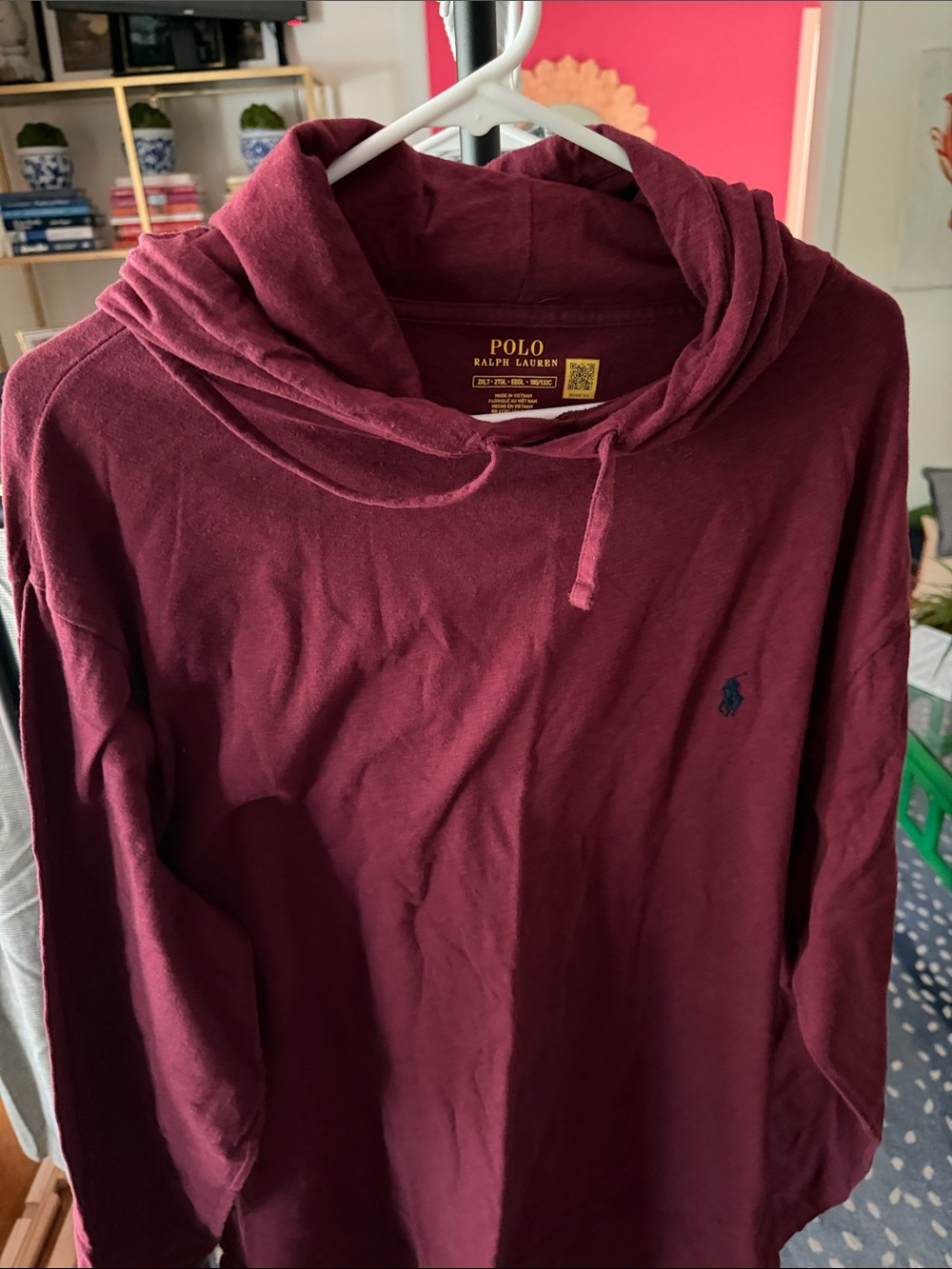 Polo by Ralph Lauren Men's Burgundy Pullover Hoodie